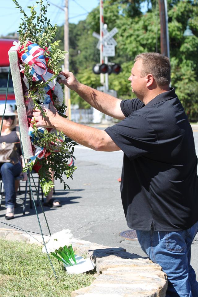Flower placed for all of our Military and those from 911 by A.J. Knapp.

Memorial Service NFD. September 9, 2012. Photo by Vincent P. Tuzzolino